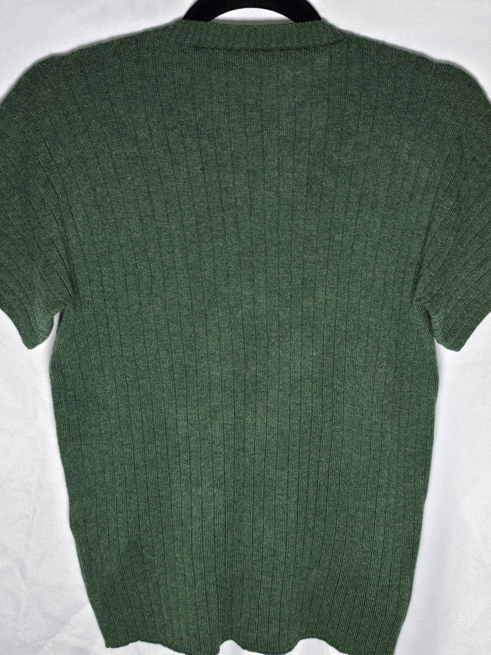 Loro Piana 100% Cashmere Green Ribbed Crewneck Short Sleeve Baby T Sweater Sz S - Picture 4 of 9